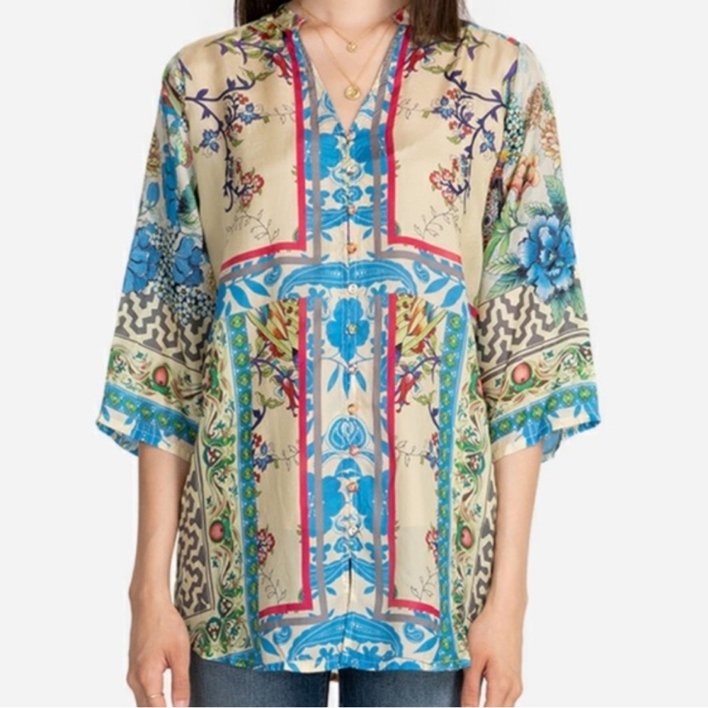 Floral Multicolor Silk Women's Top